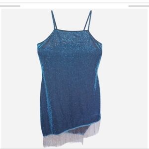 Y2k Blue Glitter Mini Dress